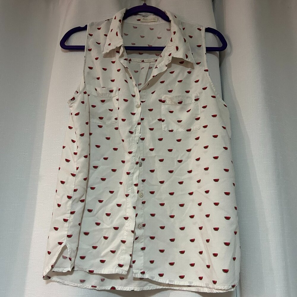 Just living watermelon tank top womens button up Sz XL fun flowy summer playful - Picture 2 of 9